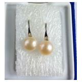 Freshwater pink pearl earrings new with gift box