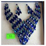 Blue Austrian crystal and simulated blue Quartz