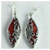 Sterling Bali sponge coral earrings new with gift