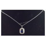 Sterling simulated blue Quartz and simulated