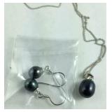Freshwater peacock pearl drop earrings and
