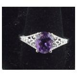 Size 10 Sterling Bolivian amethyst ring 1.75ct