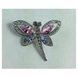 Sterling dragonfly pendant with simulated