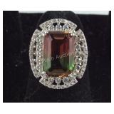 Size 5 Sterling simulated watermelon tourmaline