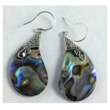 Sterling abalone shell dangle earrings new with