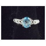 Size 7 Sterling sky blue and white topaz ring tgw