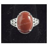 Size 9 Sterling 6ct red jasper ring new with