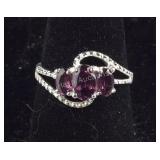 Size 7 Sterling Orissa rhodolite garnet ring tgw