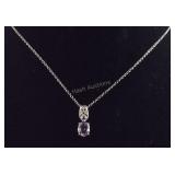 Sterling rose de France amethyst and simulated