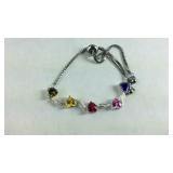 Sterling simulated multi gemstone heart bolo