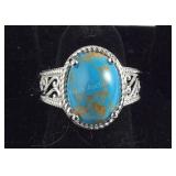 Size 6 Mohave blue turquoise platinum bond ring