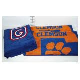 Bath towels, two bath size with Clemson logos and