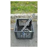 Plastic milk crate with horseshoes