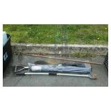 Tomato cages, rake, D handle scraper, Frost guard