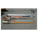 Crepe with post hole digger, shovel, electric