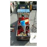 Group with hardware orgaziner, funnels, fire