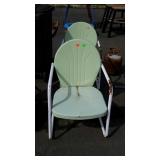 Two  metal patio chairs paint flaking