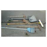 Tools Group, snow shovel, pick, dirt shovel,