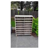 Early wooden slotted Shelf, 16 holding slots,