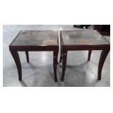 Pair of tile top and wood end tables, some scuffs
