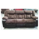 Microfiber and faux leather recliner sofa, has