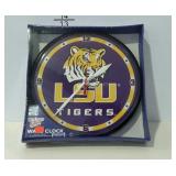 Battery powered clock, new in box.  LSU TIGERS.