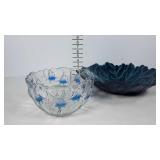 Blue coral design center bowl and 8" tulip design