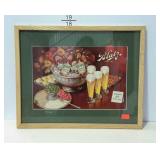 Framed print advertising Blatz beer. 21"×17".