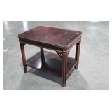 Inlay end table with undershelf, some decorative