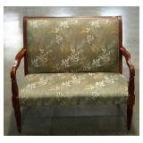 High backed, armed settee. Some roughness as