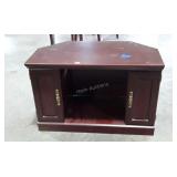 Laminated wood Corner TV stand, missing shelf,
