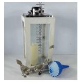 Lantern with battery candle, metal bird figurines