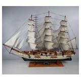 Danmark sailing ship model on stand, 35" front to