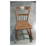 Plank bottomed, painted sewing rocker.