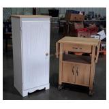 Two-piece lot:  drop leaf kitchen cart and white