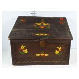 Handcrafted slant top kindling box with painted