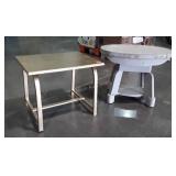 Two-piece lot gold painted end table and Formica