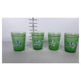 Painted green glass set.