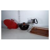 Microwave Pasta Boat, Pyrex coffee pot, stoneware