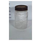 Glass pint JUMBO PEANUT BUTTER jar with elephant