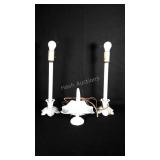 2 milk glass Daffodil base lamps (may need