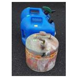Three Fuel Cans, one metal gas, 2 poly Kerosene,