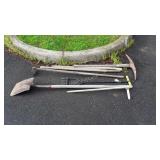 Tool Group, shovel, hoe, pick, line marker for