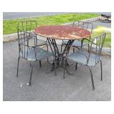 Early 5pc wrought iron Patio Table set, in its