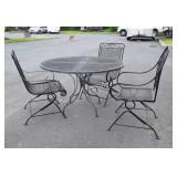 4pc Patio Table set, wrought iron framed with