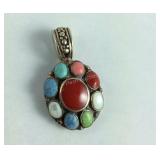 925 Sterling Multi colored Stone Pendant