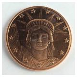 .999 One ounce Copper Round with Statue of