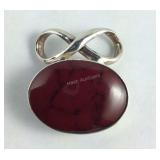 925 Sterling Red Jasper Oval Pendant