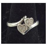 925 Sterling .05 Ct Natural Diamond Ring SIZE 7