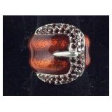 Enameled 925 Sterling Buckle Ring SIZE 8